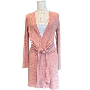 Free People Burnt Orange Knit Tie Front Sweater Dress Sz S Minimalist Indie Fall